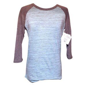 LuLaRoe Randy Tee XS Light Blue Gray Raglan Sleeve Soft Stretch Casual Top